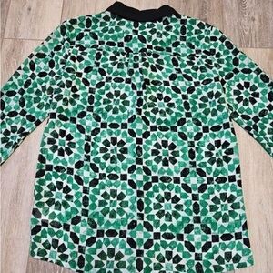 Geometric Green and Black Women's Top
